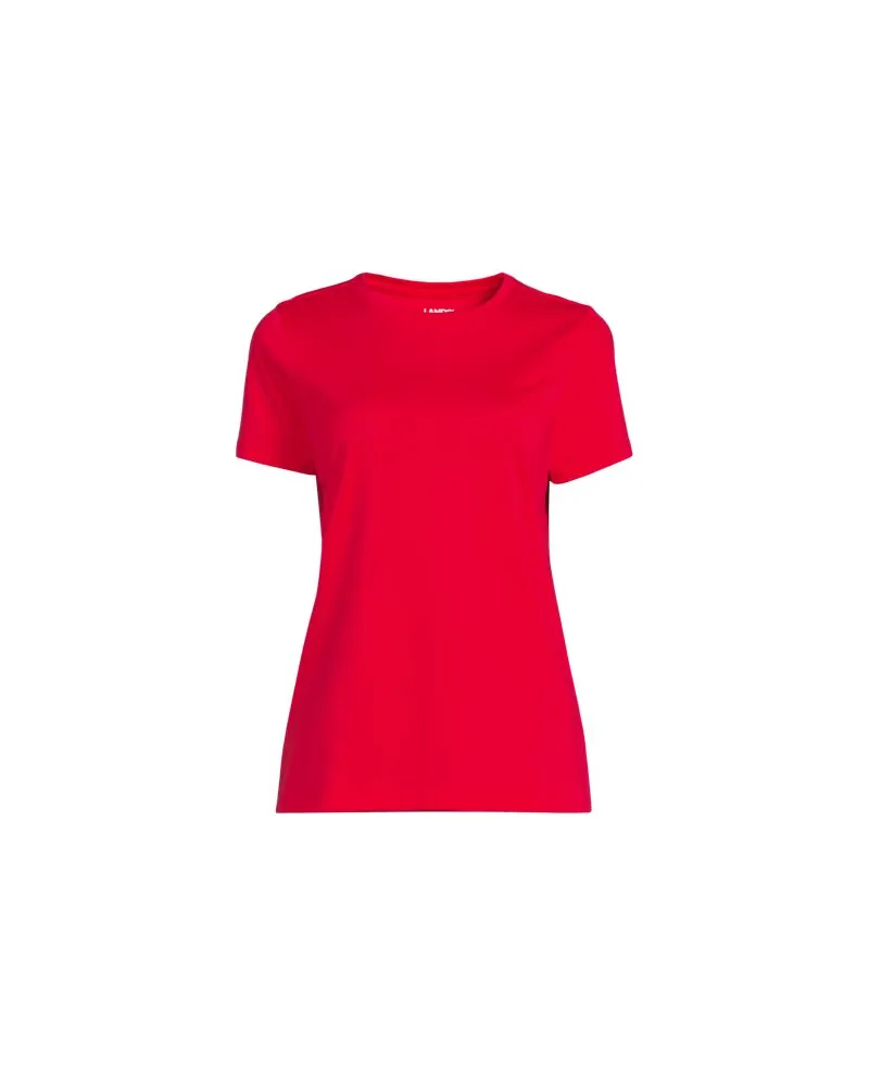 Lands' End Supima Kurzarm-Shirt mit rundem Ausschnitt, Damen, Größe plus, Pink, Baumwolle, by Pink
