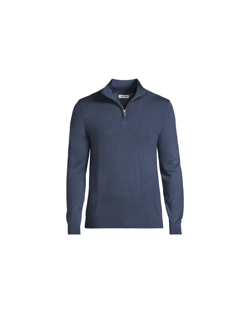 Lands' End CashTouch Feinstrick-Pullover mit Reißverschluss, Herren, Größe:56-58 regular, Blau, Polyester, by Blau