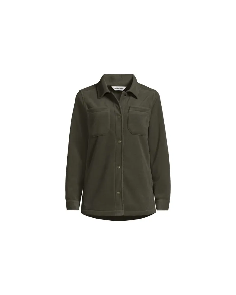 Lands' End Anyweather™ Fleece-Hemdjacke, Damen, Größe plus, Grün, Polyester, by Grün
