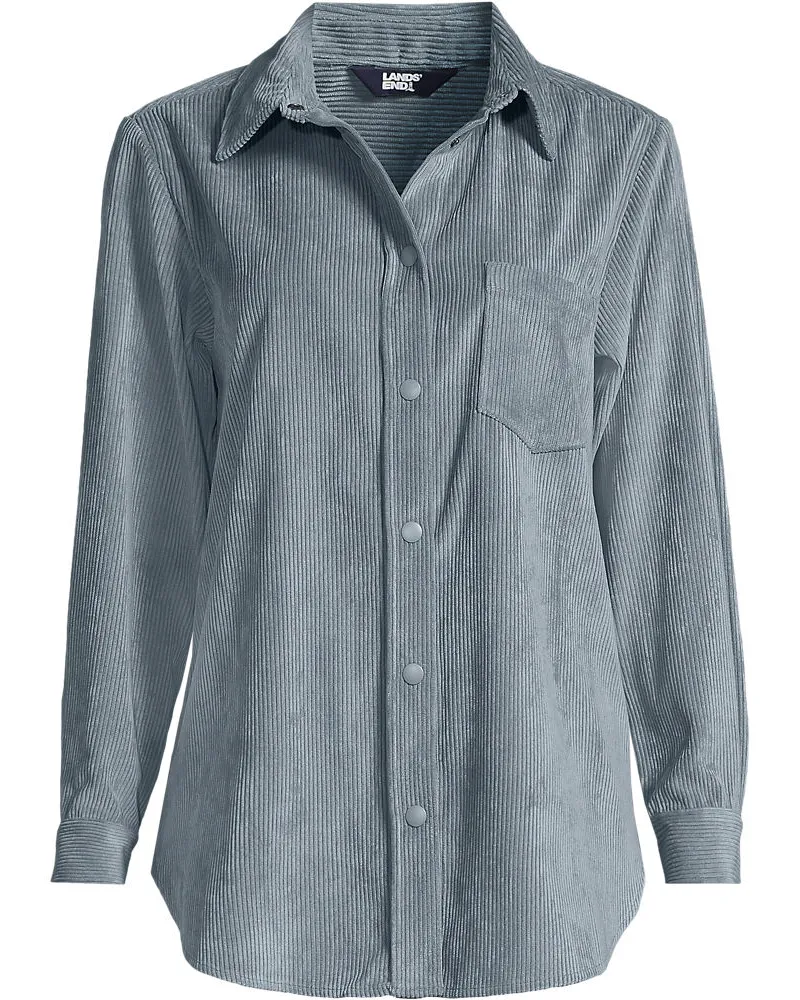 Lands' End Stretchcord-Bluse, Damen, Größe regular, Grau, Polyester/Nylon/Viskose, by Grau