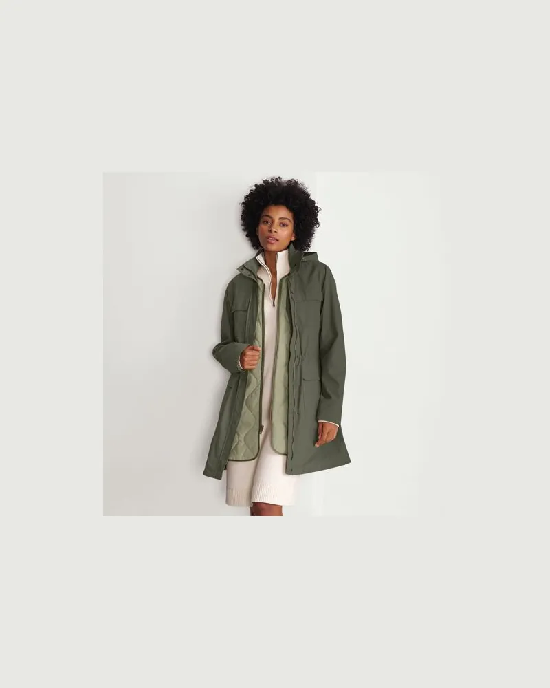 Lands' End 3-in-1-Wachsjacke aus Baumwollmix, Damen, Größe:32-34 regular, Grün, Baumwolle/Nylon, by Grün