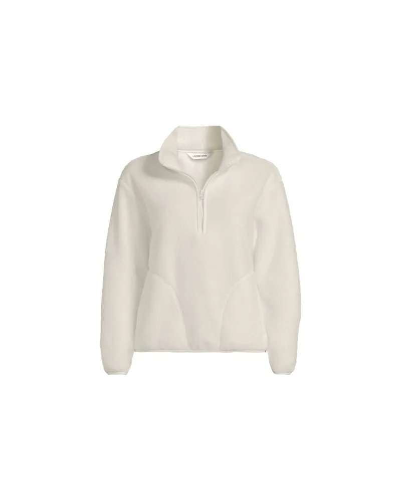 Lands' End Teddy-Pullover mit Reißverschluss, Damen, Größe plus, Weiß, Polyester, by Weiß