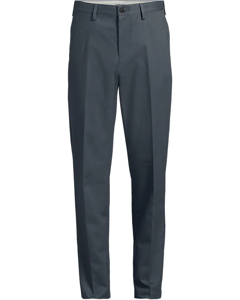Lands' End Bügelleichte Chinohose ohne Bundfalten, Classic Fit, Herren, Größe regular, Grau, by Grau