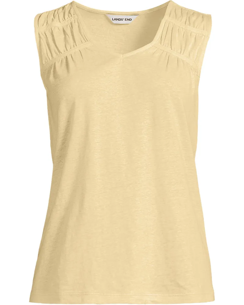 Lands' End Ärmelloses Soft Flow Top aus Leinenmix, Damen, Größe regular, Gelb, Leinen/Baumwolle Modal, by Gelb