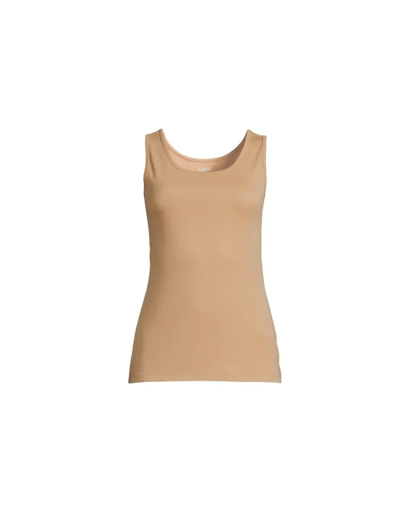 Lands' End Baumwoll-Top, Damen, Größe plus, Beige, Baumwolle, by Beige