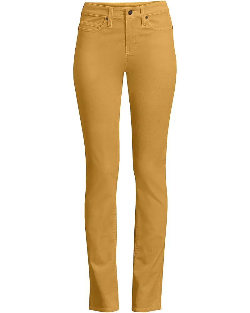 Lands' End Straight Fit Cordhose Mid Waist, Damen, Größe plus, Gelb, Baumwoll-Mischung, by Gelb