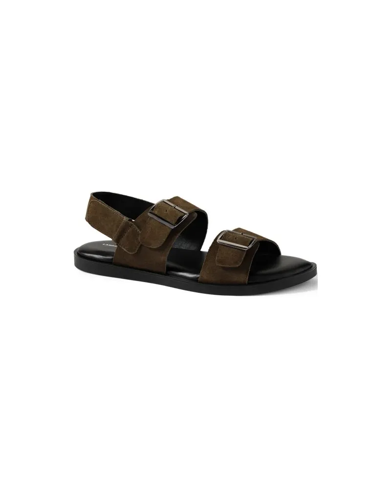 Lands' End Leder-Sandalen mit Schnallen und Fersenriemen, Herren, Größe regular, Beige, Leder, by Beige