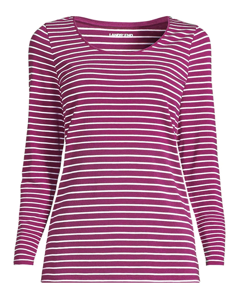 Lands' End Baumwolle/Modal-Shirt mit Ballett-Ausschnitt, Damen, Größe petite, Rot, Baumwolle Modal, by Rot