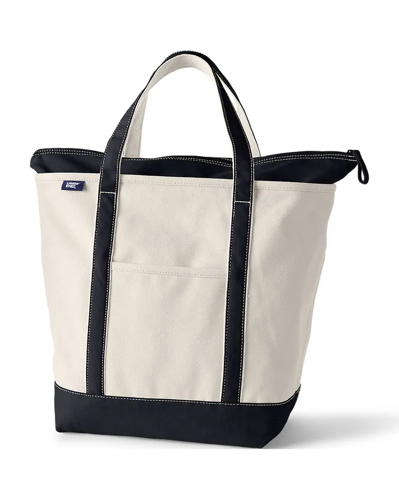 Lands' End Große Canvastasche mit Reißverschluss, Damen, Größe:null regular, Weiß, Baumwolle, by Weiß