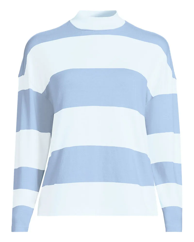 Lands' End Baumwollshirt Maritim Gestreift mit langen Ã„rmeln, Damen, GrÃ¶ÃŸe plus, Blau, Baumwolle, by Blau