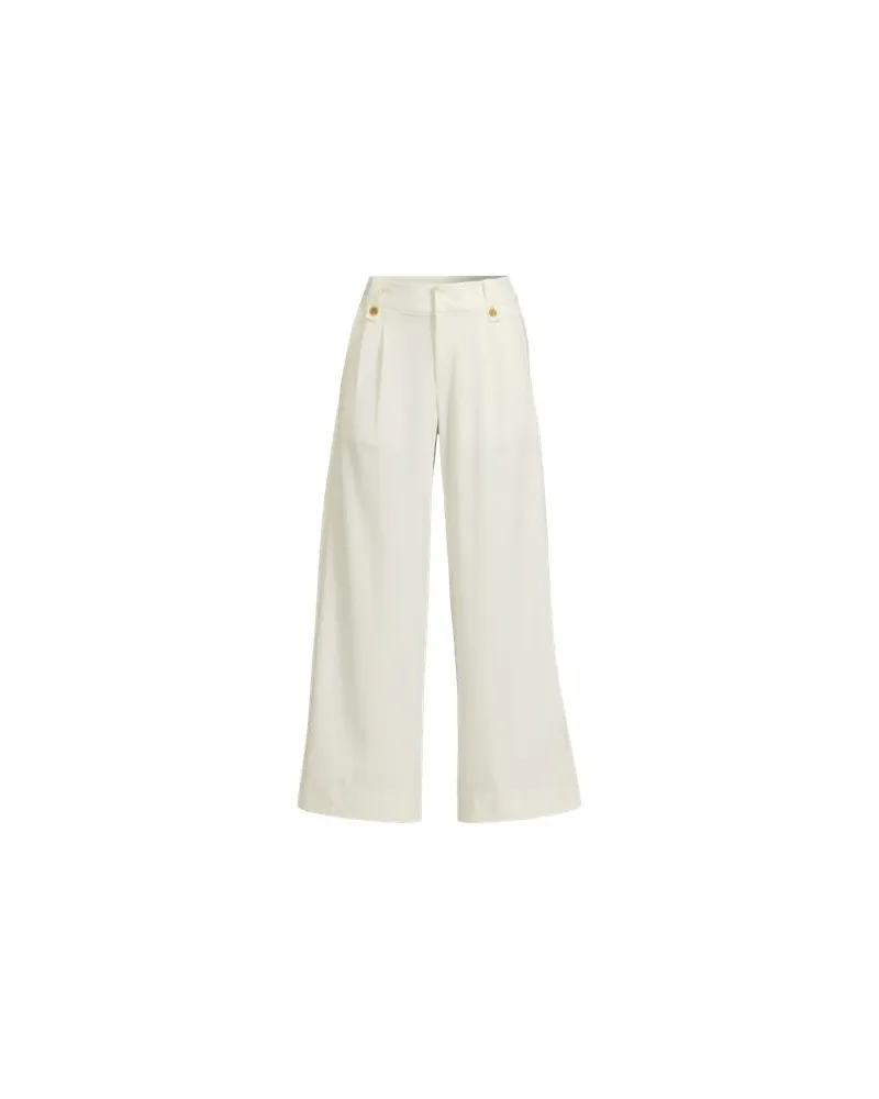Lands' End Leichte fließende 7/8-Bundfaltenhose, Damen, Größe petite, Weiß, Elasthan/Viskose/Viskose-Mischung, by Weiß