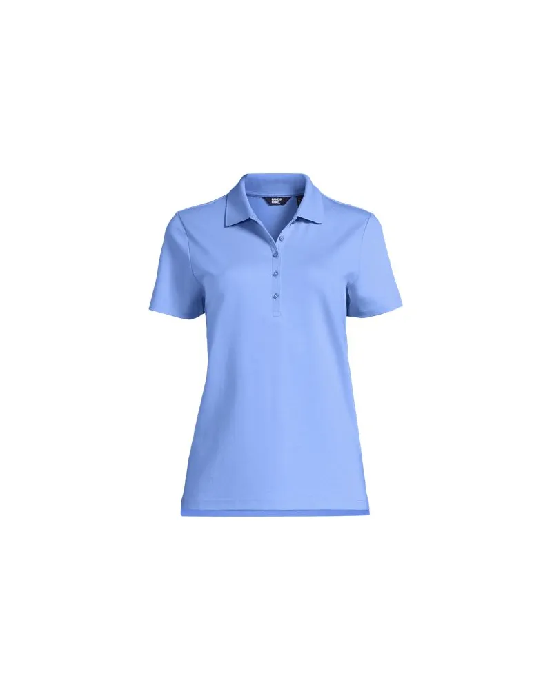 Lands' End Supima Polo-Shirt, Damen, Größe:44-46 regular, Blau, Baumwolle, by Blau