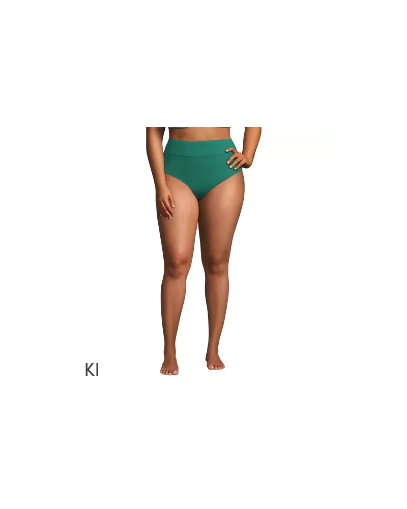 Lands' End Bikinihose mit hohem Beinausschnitt, Damen, Größe plus, Grün, Elasthan/Nylon-Mischung, by Grün