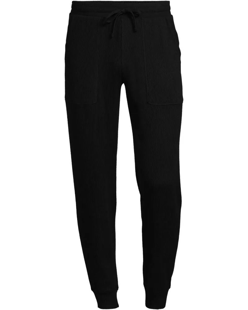 Lands' End Weiche Rippstrick-Freizeithose, Herren, Größe regular, Schwarz, Elasthan/Viskose-Mischung/Polyester-Mischung, by Schwarz