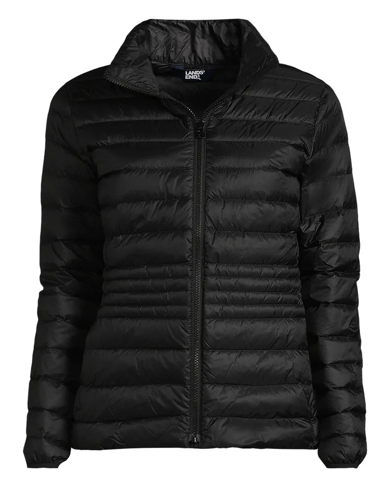 Lands' End Ultraleichte verstaubare Daunenjacke Wanderweight, Damen, Größe regular, Schwarz, Nylon, by Schwarz