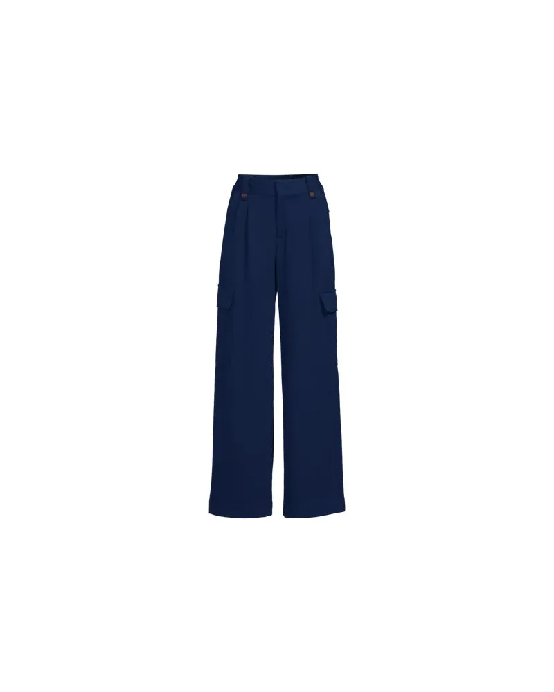Lands' End Cargo-Bundfaltenhose mit weitem Bein, Damen, Größe petite, Blau, Elasthan/Viskose/Viskose-Mischung, by Blau
