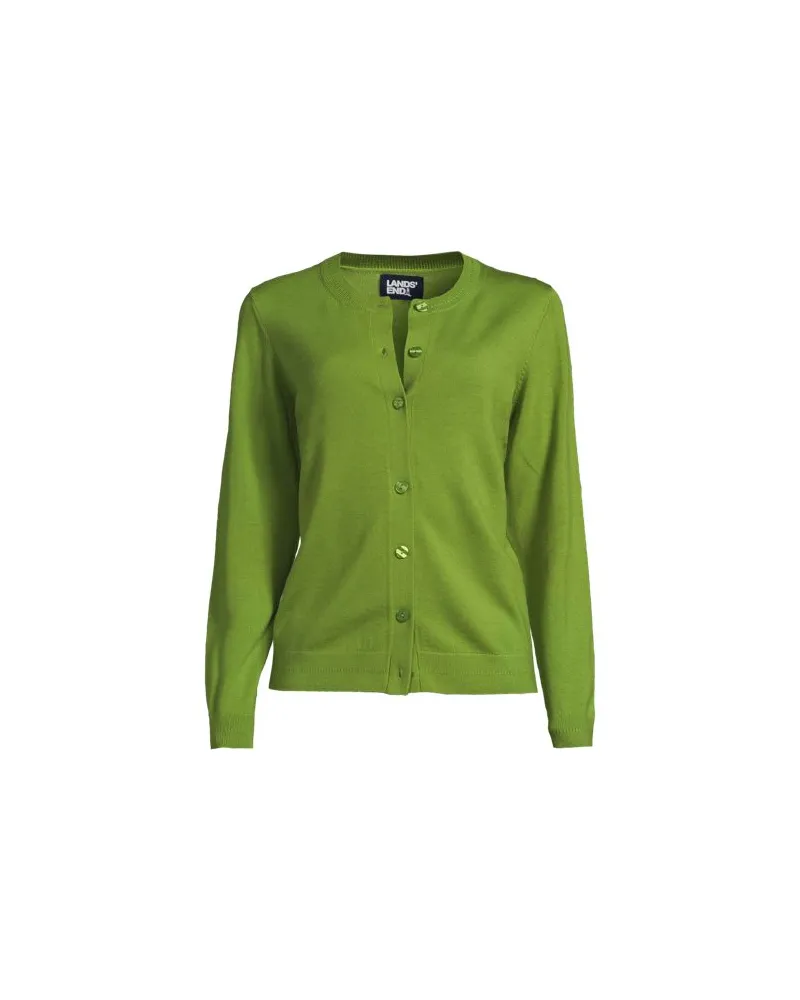 Lands' End Merino-Cardigan, Damen, Größe regular, Grün, by Grün