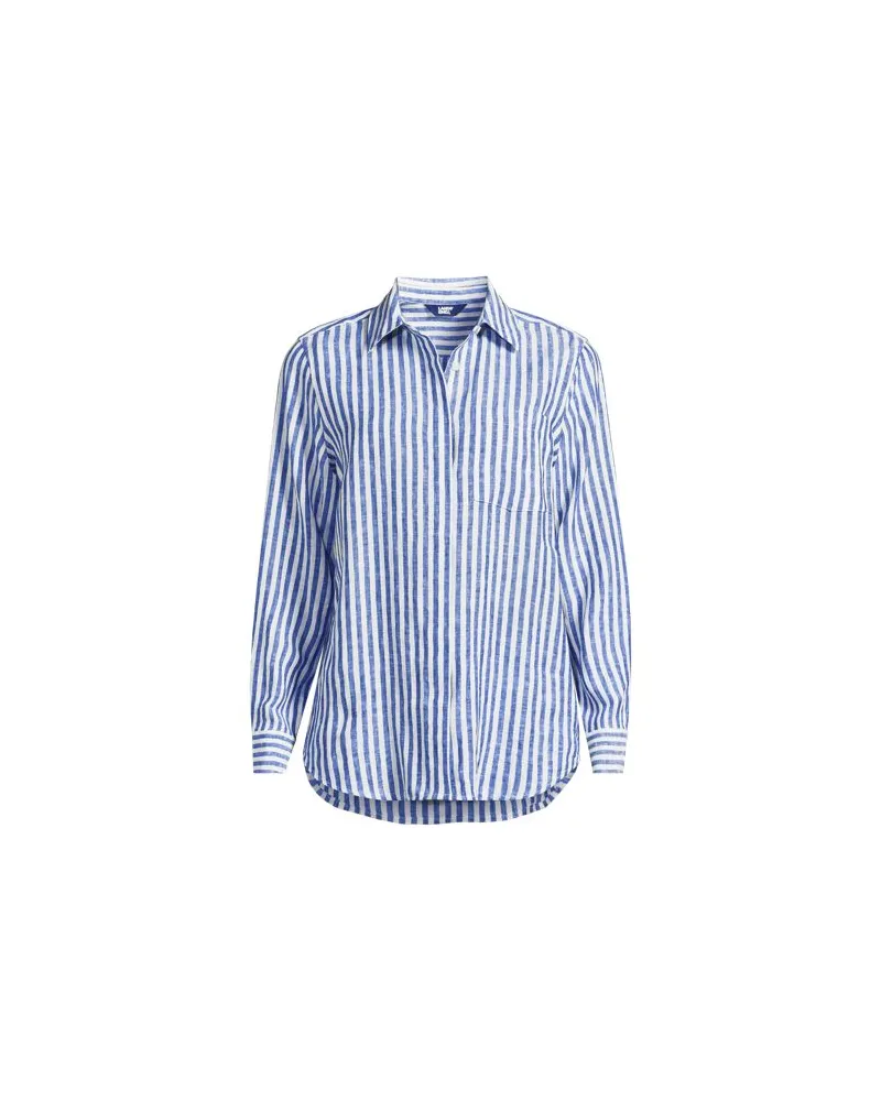 Lands' End Leinenbluse, Damen, Größe plus, Blau, Leinen, by Blau