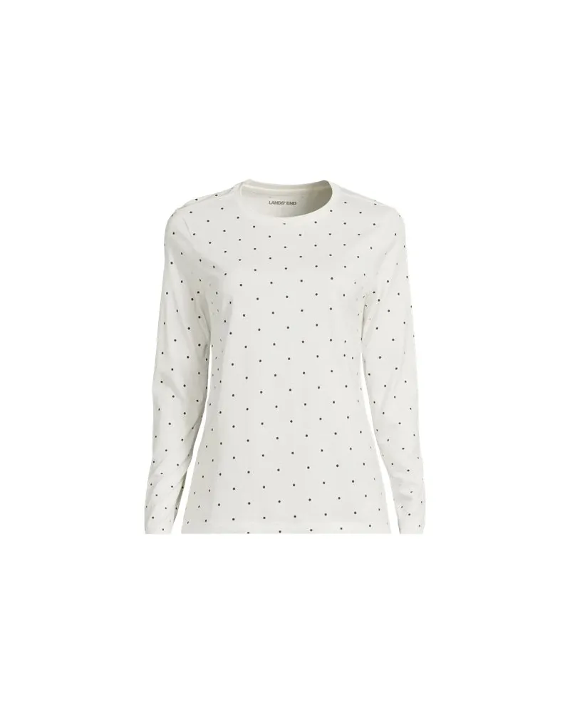 Lands' End Supima-Shirt, Langarm, Damen, Größe plus, Weiß, Baumwolle, by Weiß