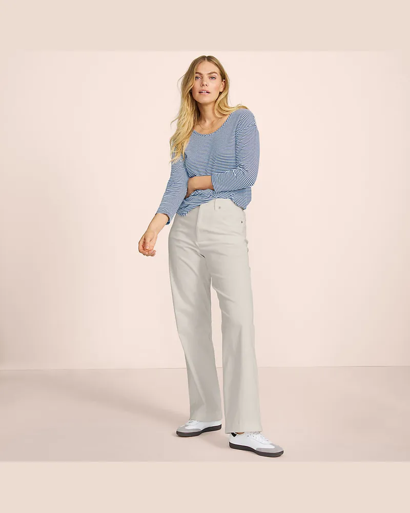 Lands' End 5-Pocket-Chinos mit weitem Bein, Damen, Größe regular, Beige, Baumwoll-Mischung, by Beige