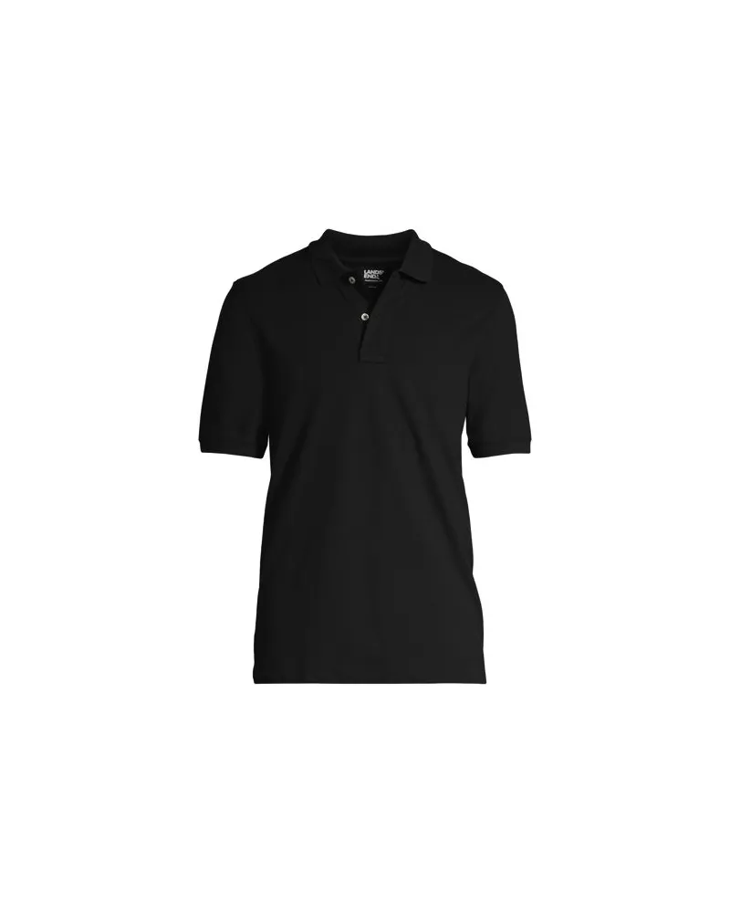 Lands' End Komfort-Piqué-Polo mit Stretch, Classic Fit, Herren, Größe:56-58 tall, Schwarz, Baumwolle/Elasthan, by Schwarz