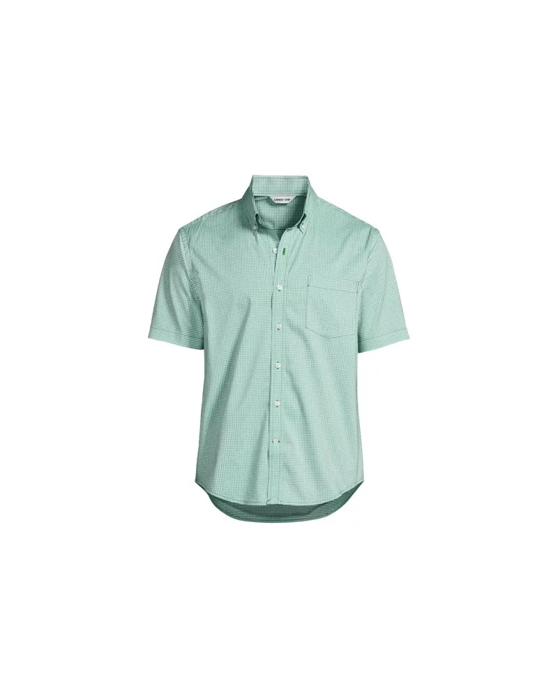 Lands' End Ultimativ-Hemd mit kurzen Ärmeln, Classic Fit, Herren, Größe:60 regular, Grün, Elasthan/Baumwoll-Mischung/Polyester-Mischung, by Grün