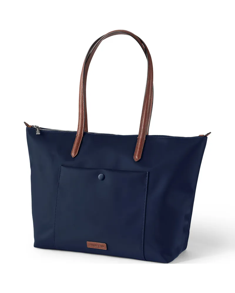 Lands' End Wasserabweisende, verstaubare Shoppertasche, Damen, Größe:null regular, Blau, Nylon/Leder, by Blau