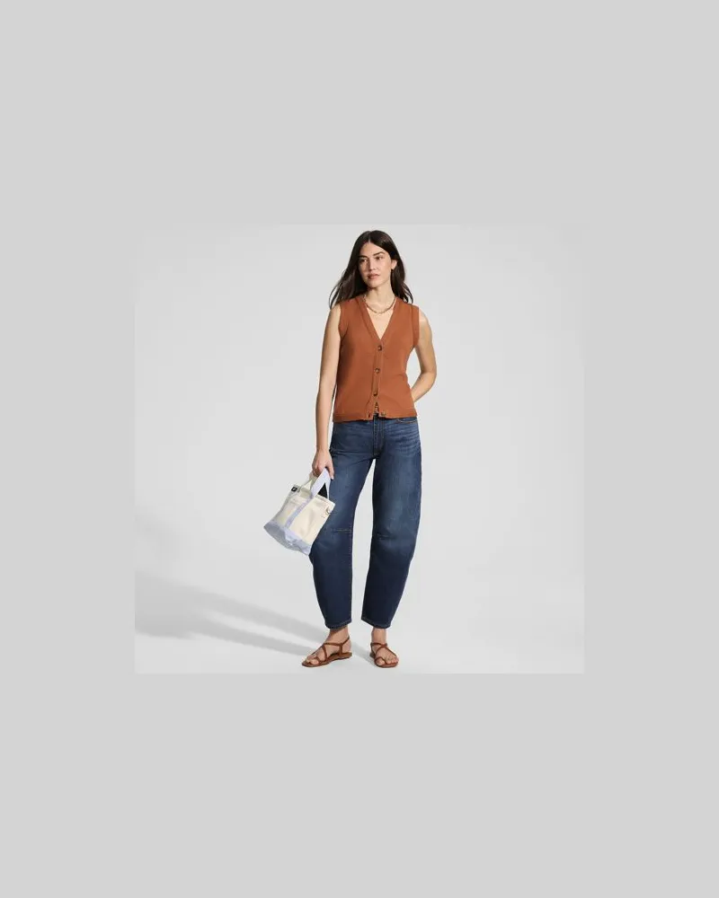 Lands' End Soft Denim Relaxte Barrel-Jeans Mid Waist, Damen, Größe regular, Blau, by Blau