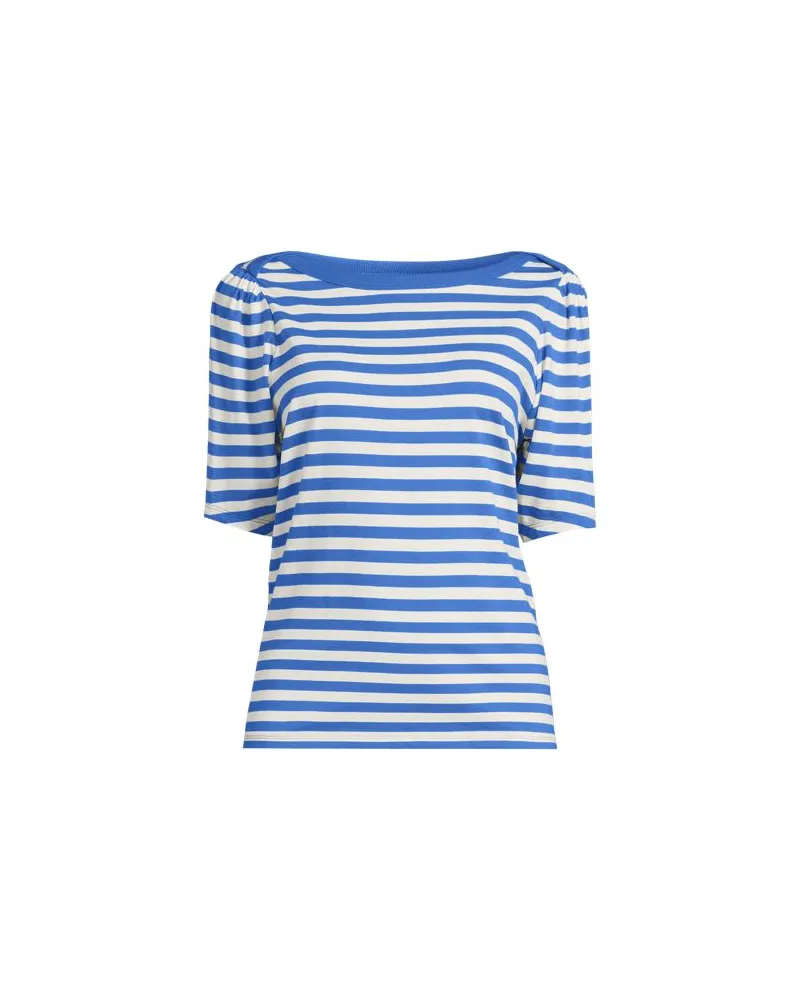Lands' End Supima-Shirt mit U-Boot-Ausschnitt, Damen, Größe plus, Blau, Baumwolle, by Blau