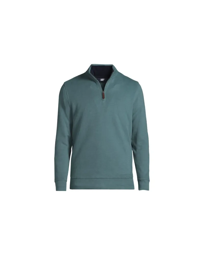 Lands' End Reißverschluss-Pullover aus Bedford-Ripp, Herren, Größe regular, Grün, Baumwolle, by Grün