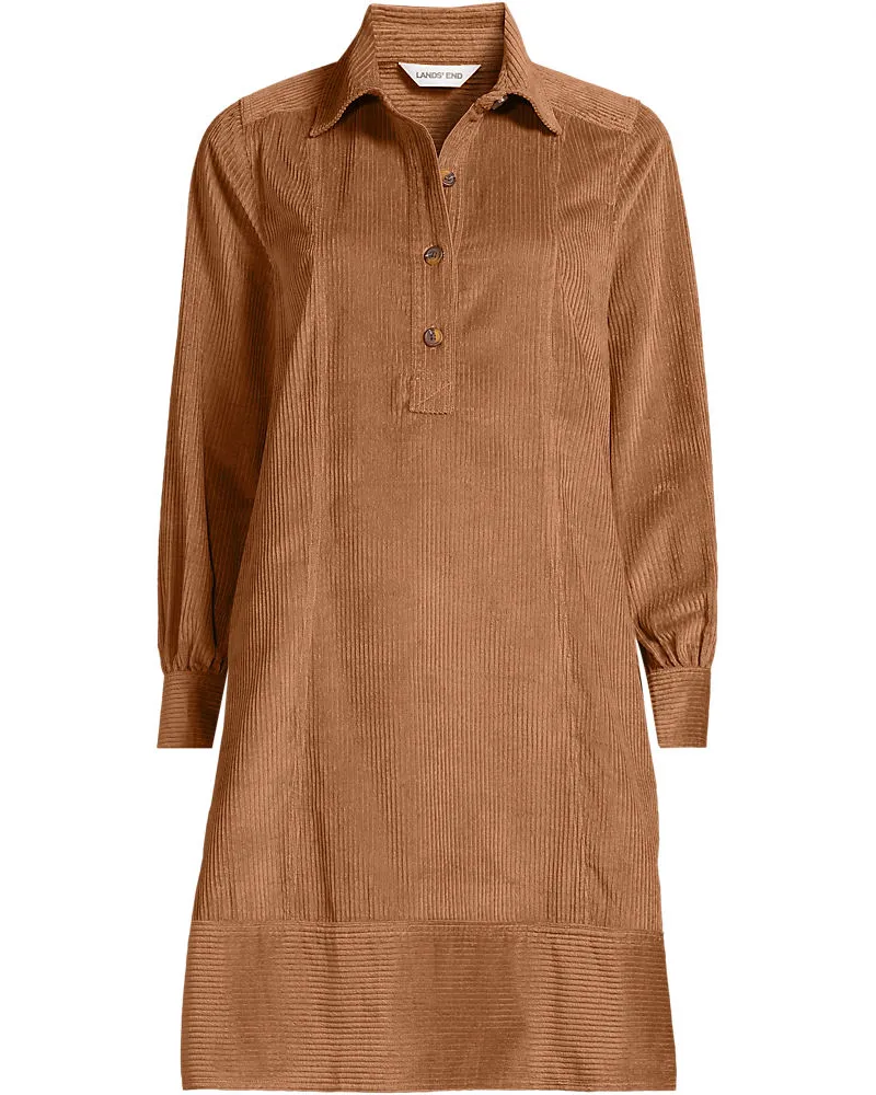 Lands' End Breitcord-Hemdkleid, Damen, Größe plus, Braun, Baumwolle, by Braun