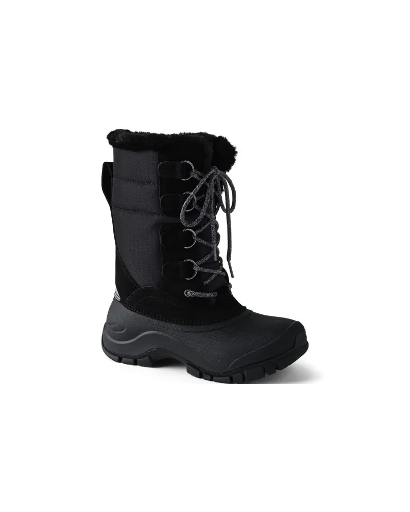 Lands' End Schneestiefel EXPEDITION, Damen, Größe:41H regular, Schwarz, Nylon/Leder/Gummi, by Schwarz