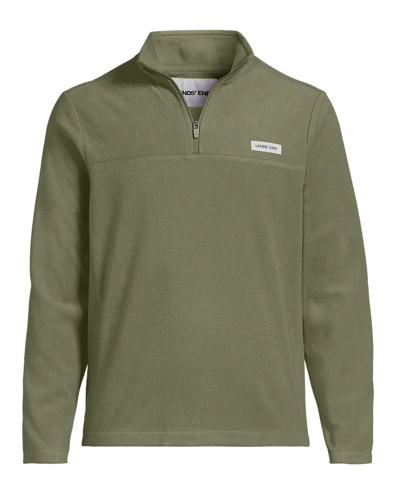 Lands' End Anyweather Fleece-Pullover mit Reißverschluss, Herren, Größe regular, Grün, Polyester, by Grün