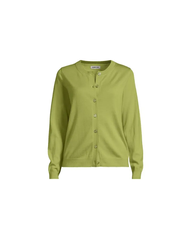 Lands' End Merino-Cardigan, Damen, Größe regular, Grün, by Grün