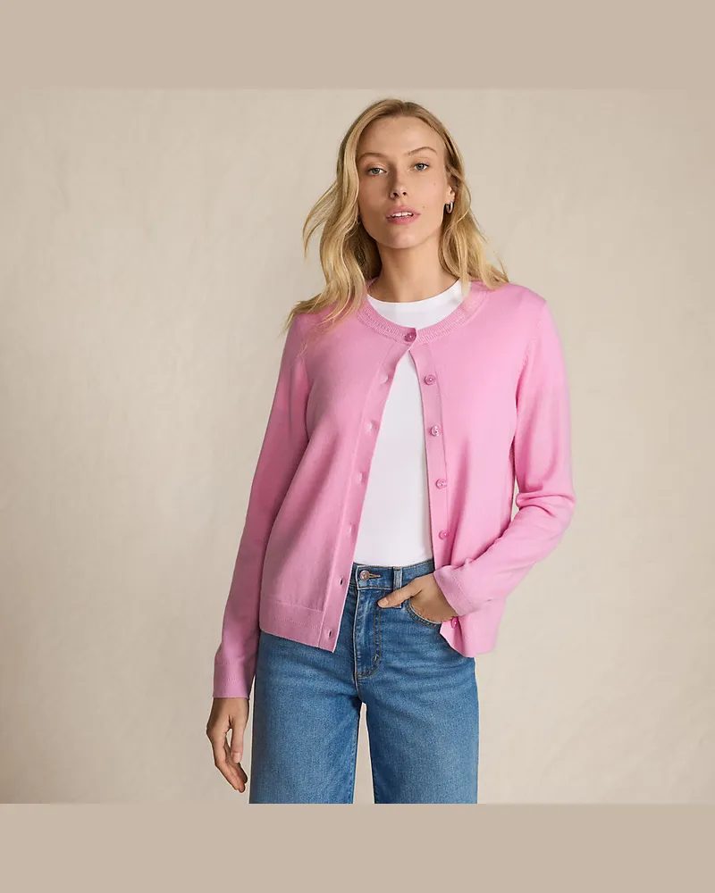 Lands' End Merino-Cardigan, Damen, Größe regular, Pink, by Pink