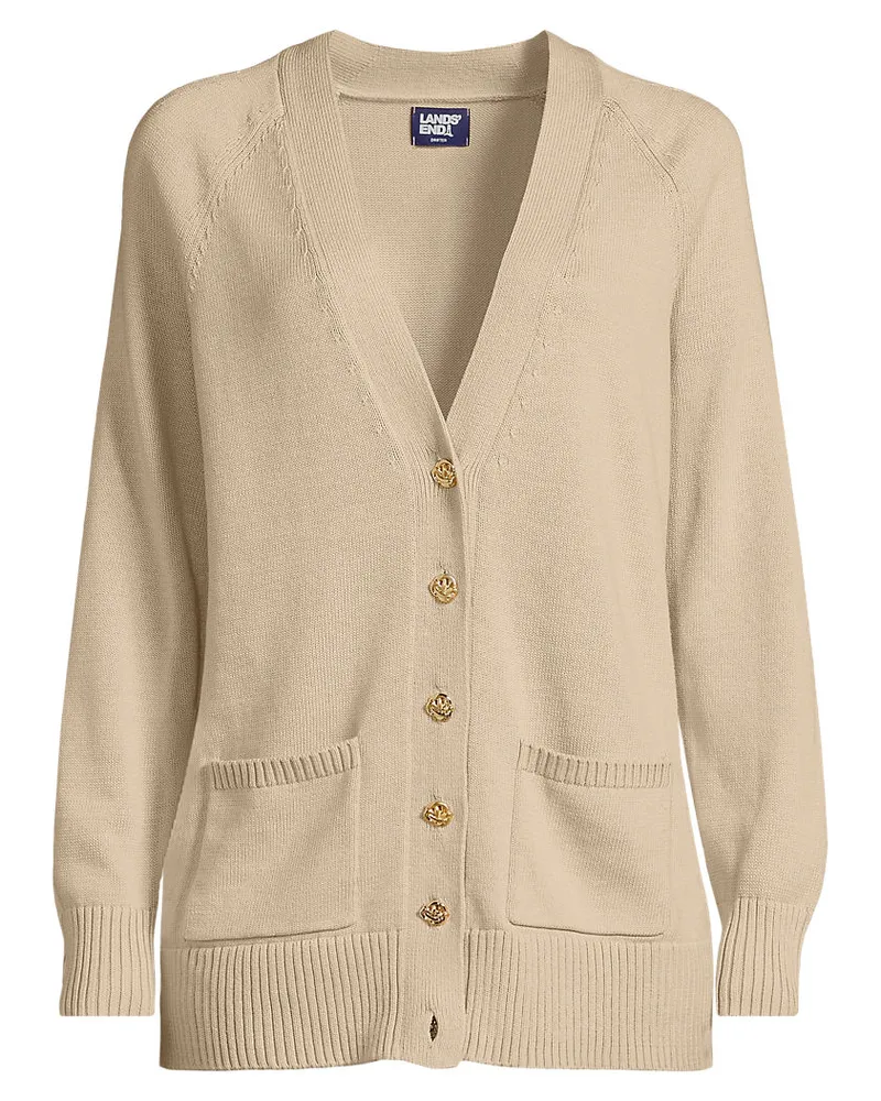 Lands' End Relaxter V-Cardigan DRIFTER, Damen, Größe petite, Weiß, Baumwolle, by Weiß