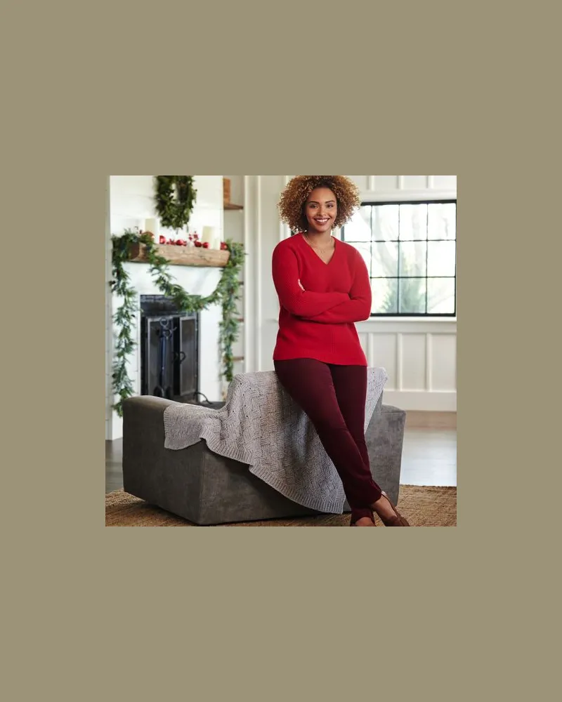 Lands' End Straight Fit Cordhose Mid Waist, Damen, Größe plus, Rot, Baumwoll-Mischung, by Rot