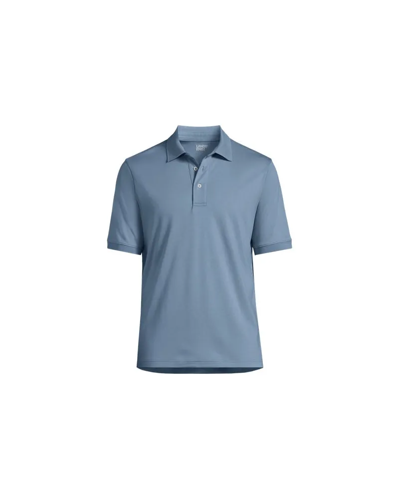 Lands' End Supima Kurzarm-Polo, Classic Fit, Herren, Größe:60 regular, Blau, Baumwolle, by Blau
