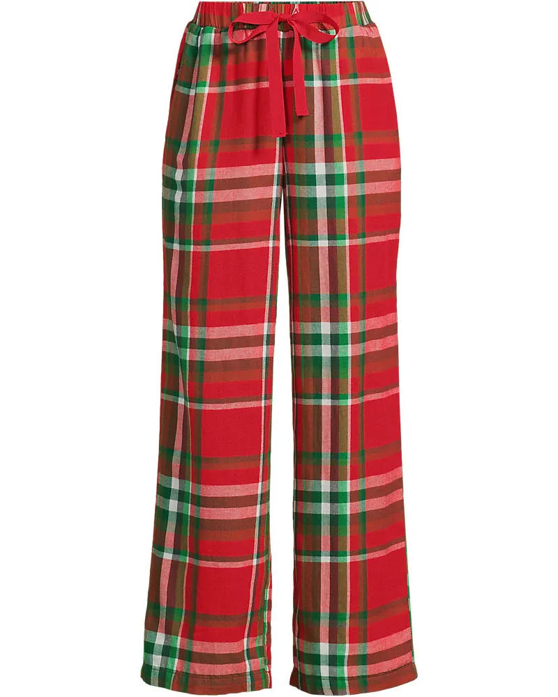 Lands' End Pyjamahose aus reinem Baumwoll-Flanell, Damen, Größe regular, Rot, Baumwolle, by Rot