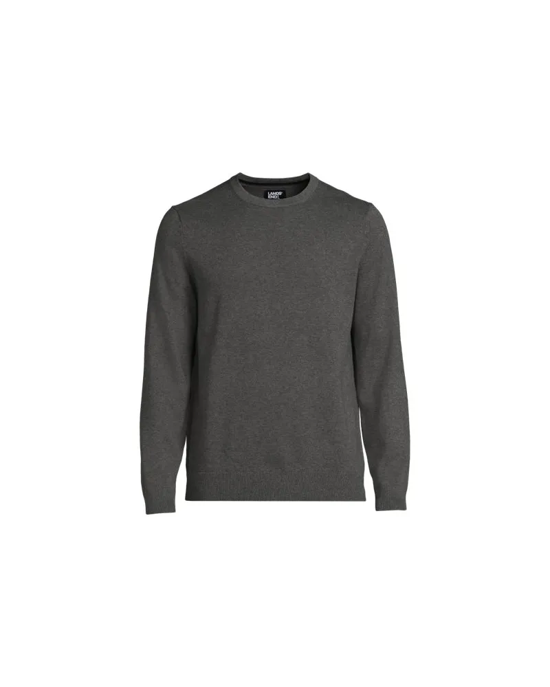 Lands' End Rundhals-Pullover aus Baumwoll-Feinstrick, Herren, Größe:60 regular, Grau, Baumwolle, by Grau