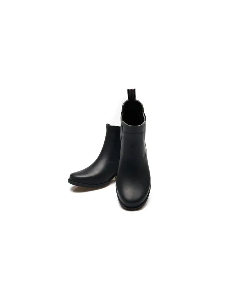 Lands' End Wasserdichte Chelsea-Gummistiefeletten, Damen, Größe regular, Schwarz, Gummi, by Schwarz