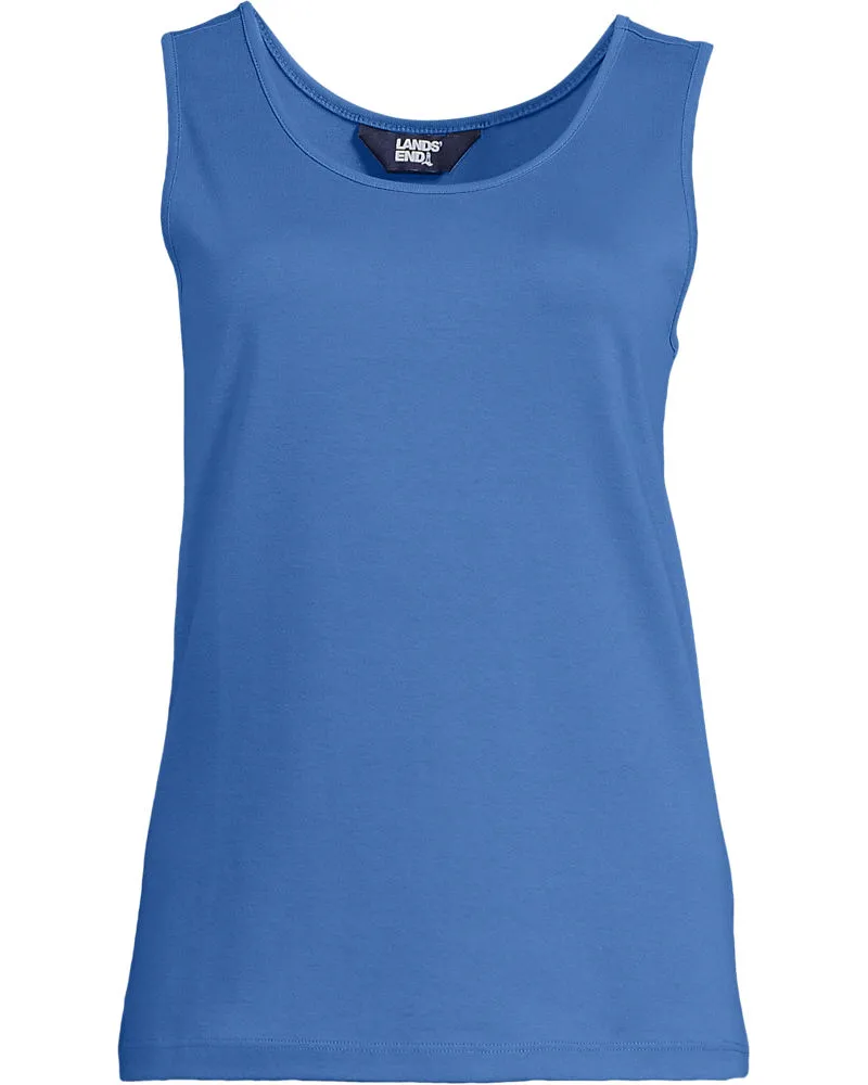 Lands' End Ärmelloses Top aus Baumwolle, Damen, Größe regular, Blau, Baumwolle, by Blau