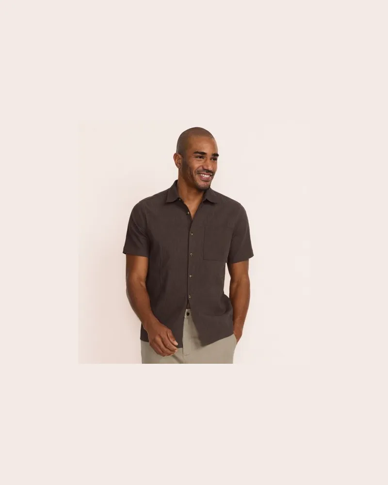 Lands' End Crinkle-Hemd, Herren, Größe:56-58 regular, Braun, Wolle, by Braun