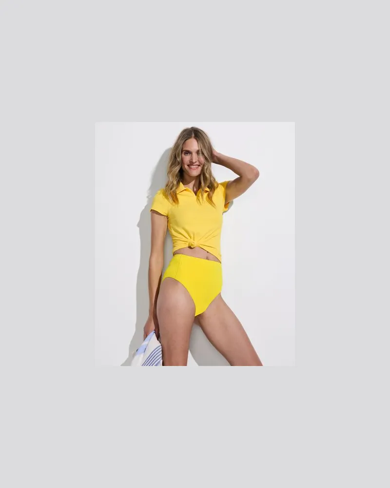 Lands' End Komfort-Bikinihose mit hohem Beinausschnitt, High Waist, Damen, Größe regular, Gelb, by Gelb