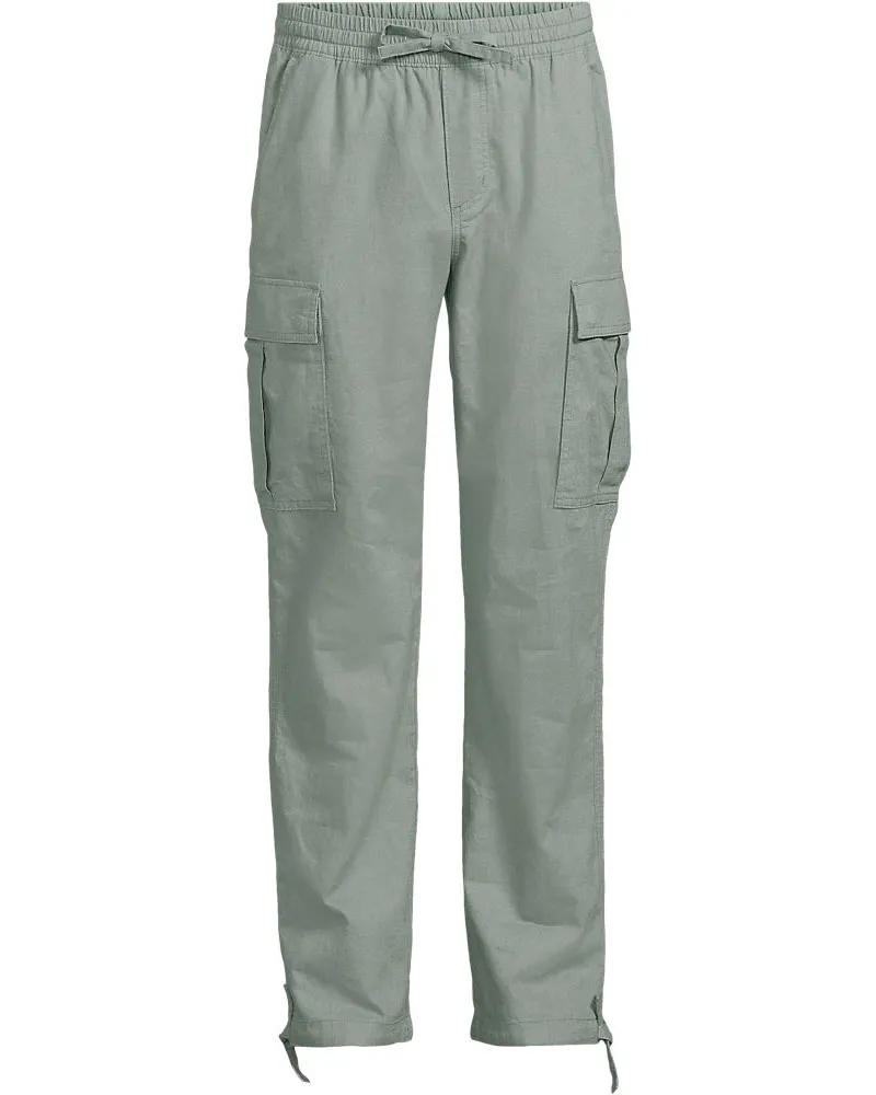 Lands' End Leinenmix-Cargohose, Herren, Größe regular, Grün, Leinen/Baumwoll-Mischung, by Grün