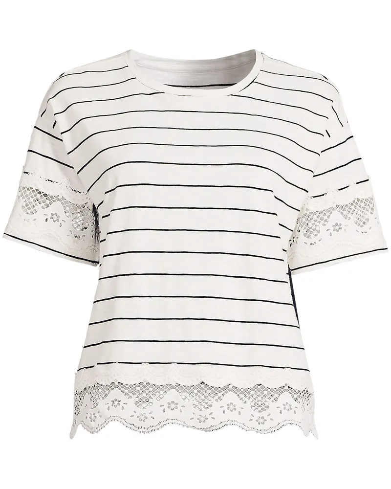 Lands' End Flammgarn-Shirt mit BordÃ¼ren, Damen, GrÃ¶ÃŸe plus, WeiÃŸ, Baumwolle, by Weiãÿ