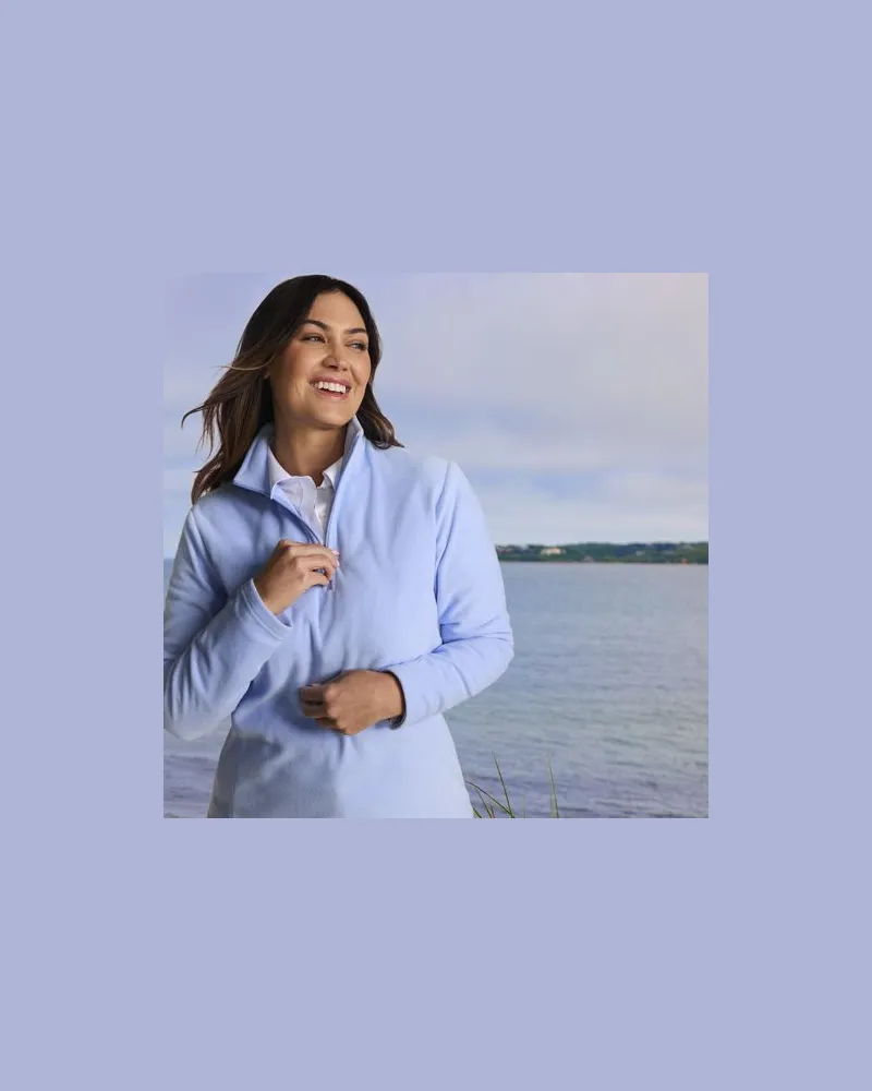 Lands' End Anyweather Fleece-Pullover mit Reißverschluss, Damen, Größe plus, Blau, Polyester, by Blau
