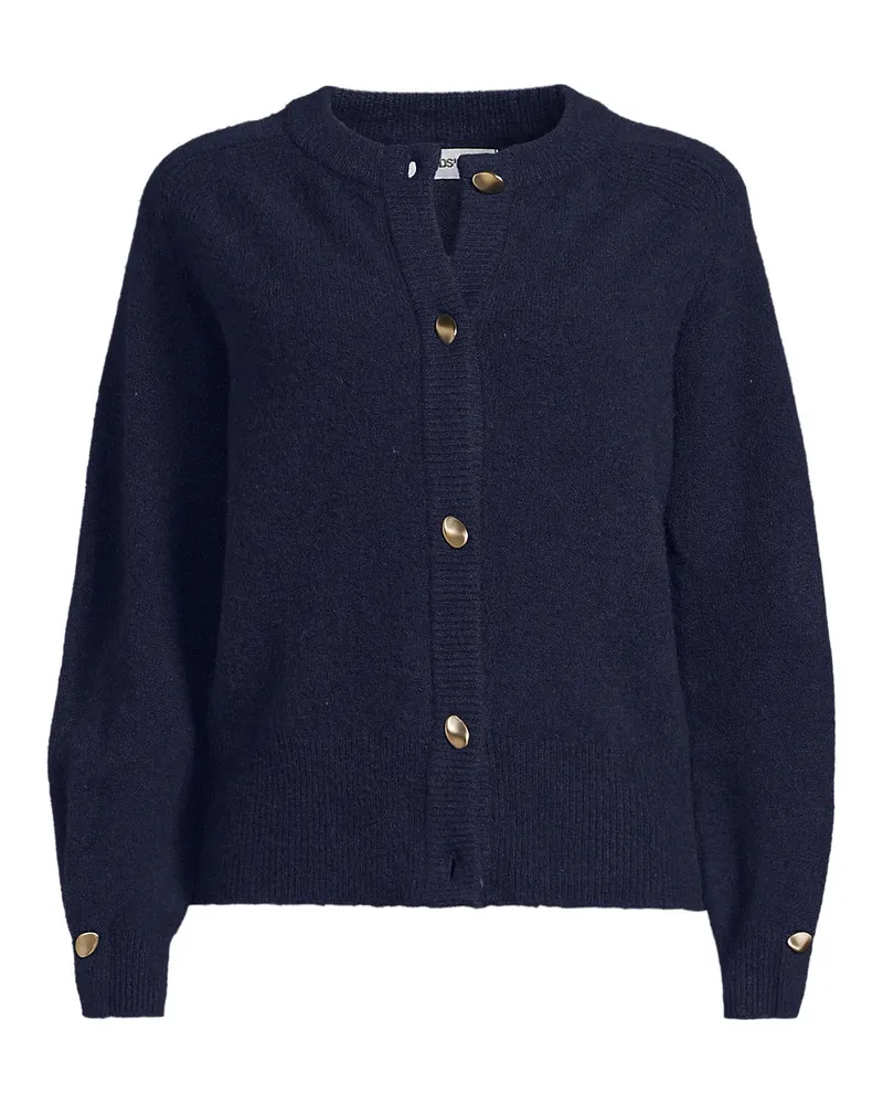 Lands' End Wool Touch Cardigan mit Rundausschnitt, Damen, Größe regular, Blau, Wolle/Polyester/Nylon, by Blau