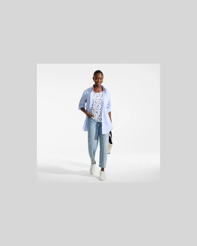 Lands' End Shirt aus Baumwolle/Modal-Mix mit Ballett-Ausschnitt, Damen, Größe:44-46 petite, Weiß, Baumwolle Modal, by Weiß