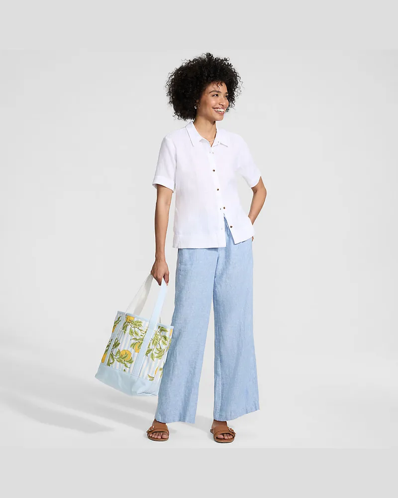 Lands' End Weite Premium Reinleinen-Schlupfhose, Damen, GrÃ¶ÃŸe regular, Blau, Leinen, by Blau